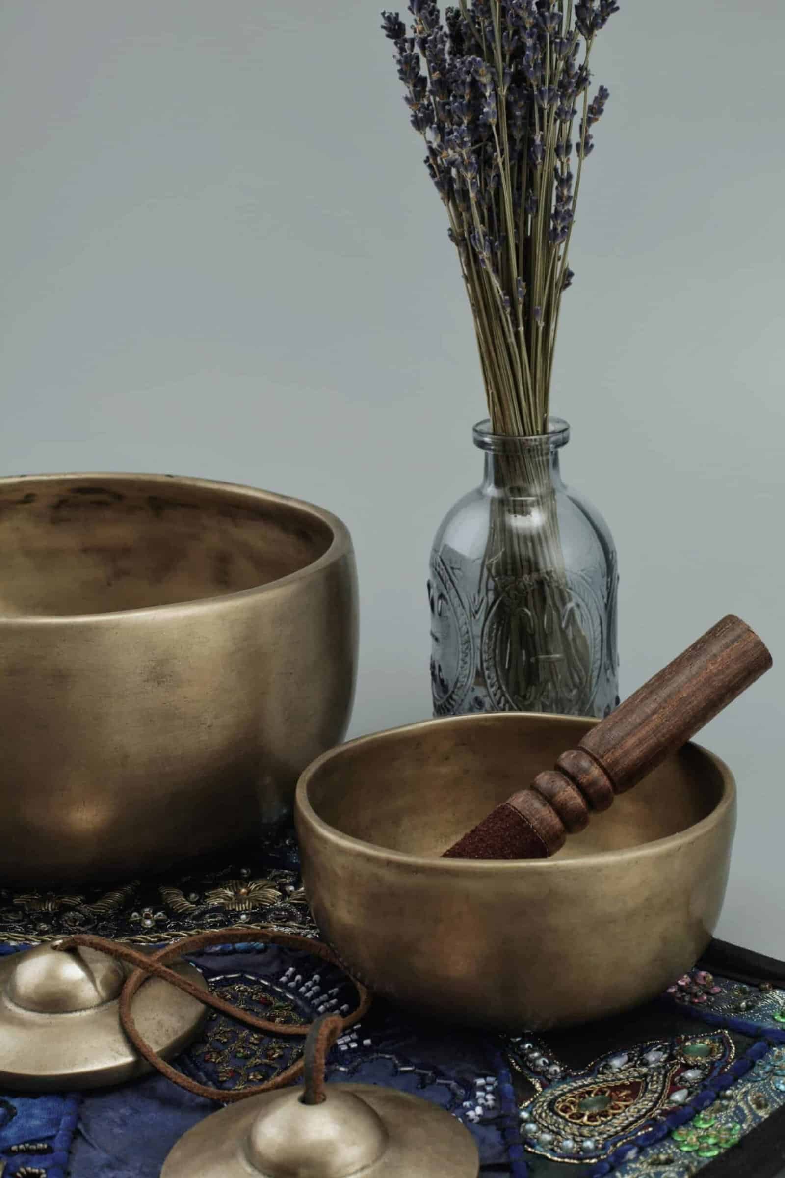 Singing bowl and herbs